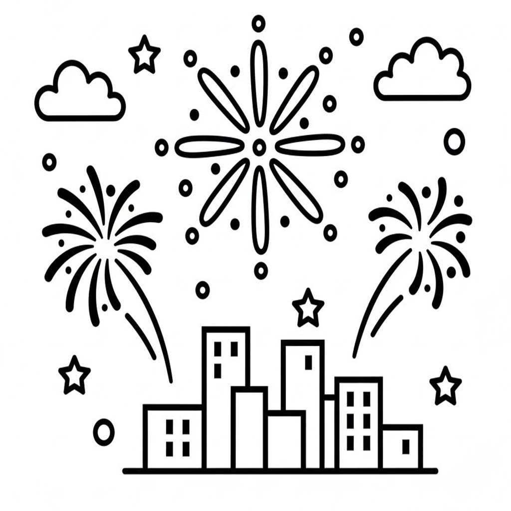 Görüntü Havai Fişekler Boyama Sayfası
