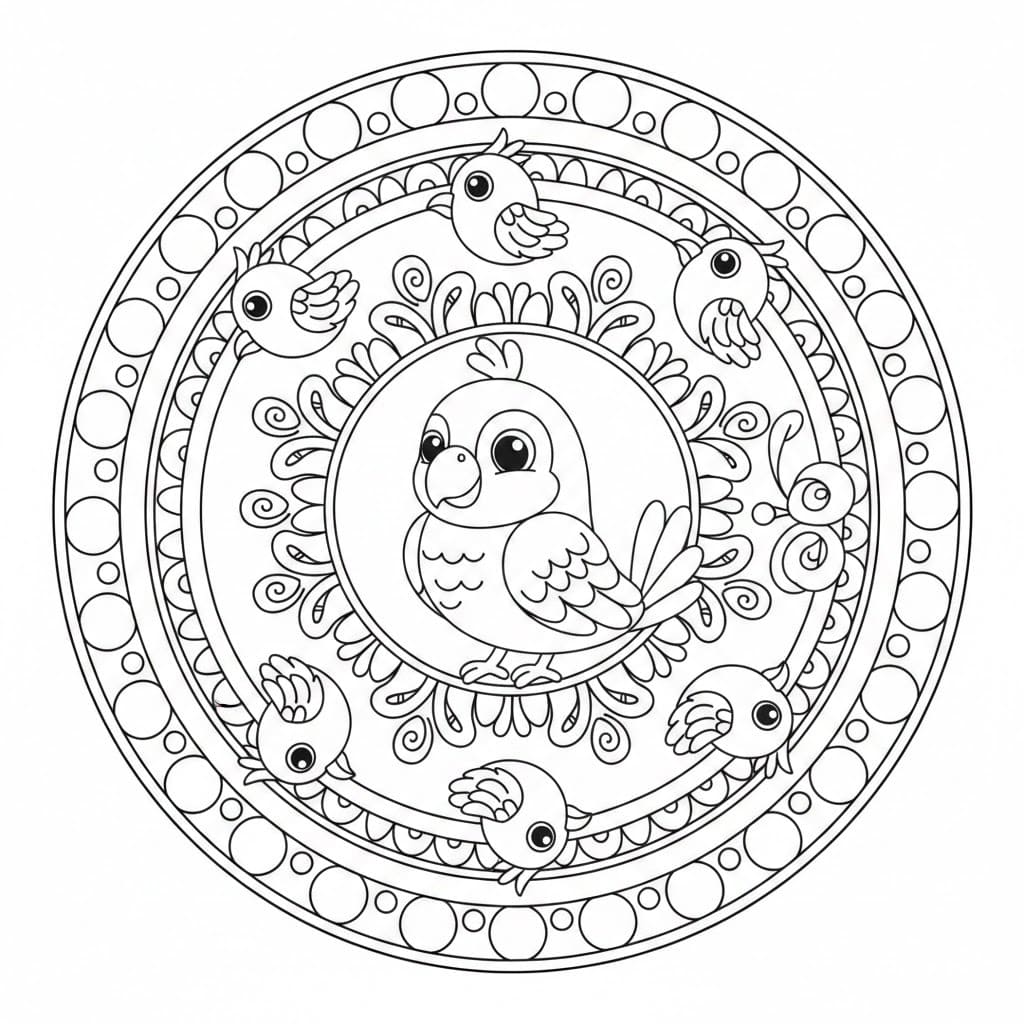 Görüntü Hayvan Mandala basit Boyama Sayfası