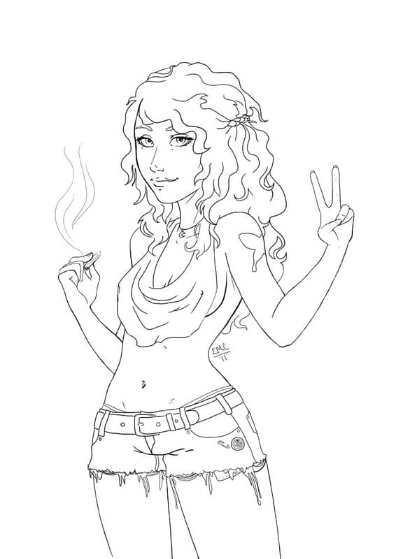 Görüntü Hippi yazdırılabilir Boyama Sayfası