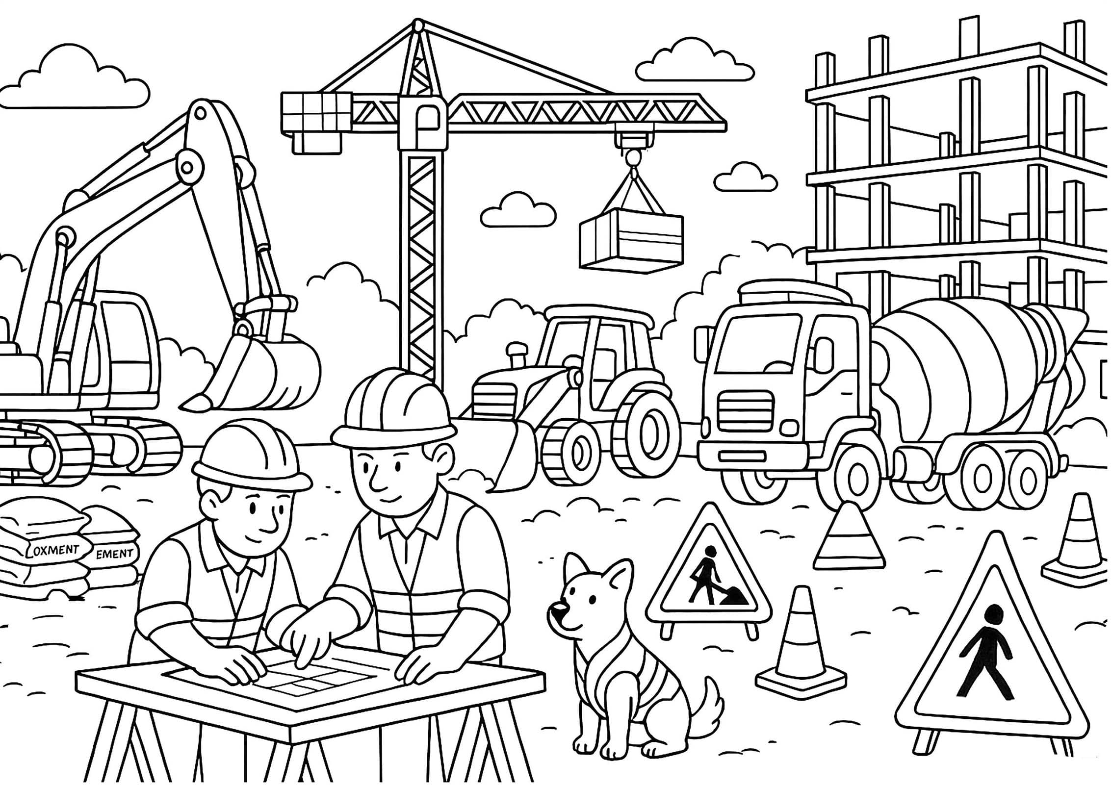 Görüntü İnşaat Alanı basit Boyama Sayfası