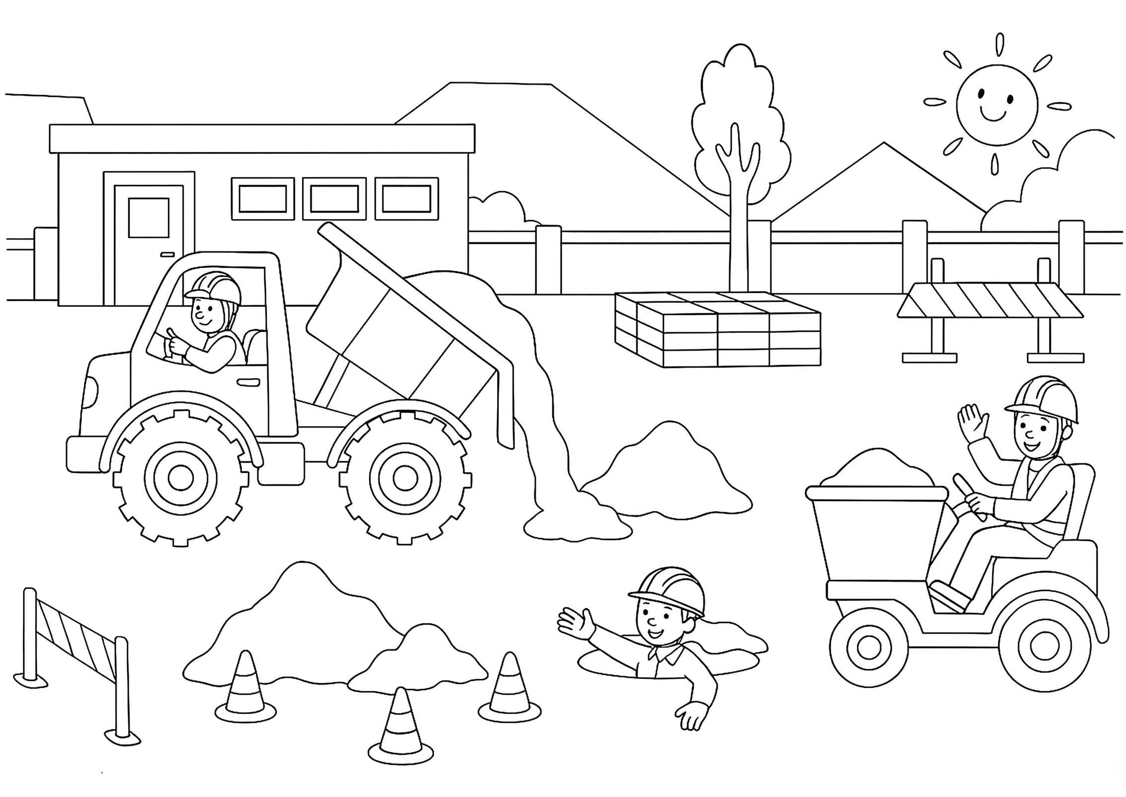Görüntü İnşaat Alanı kolay Boyama Sayfası