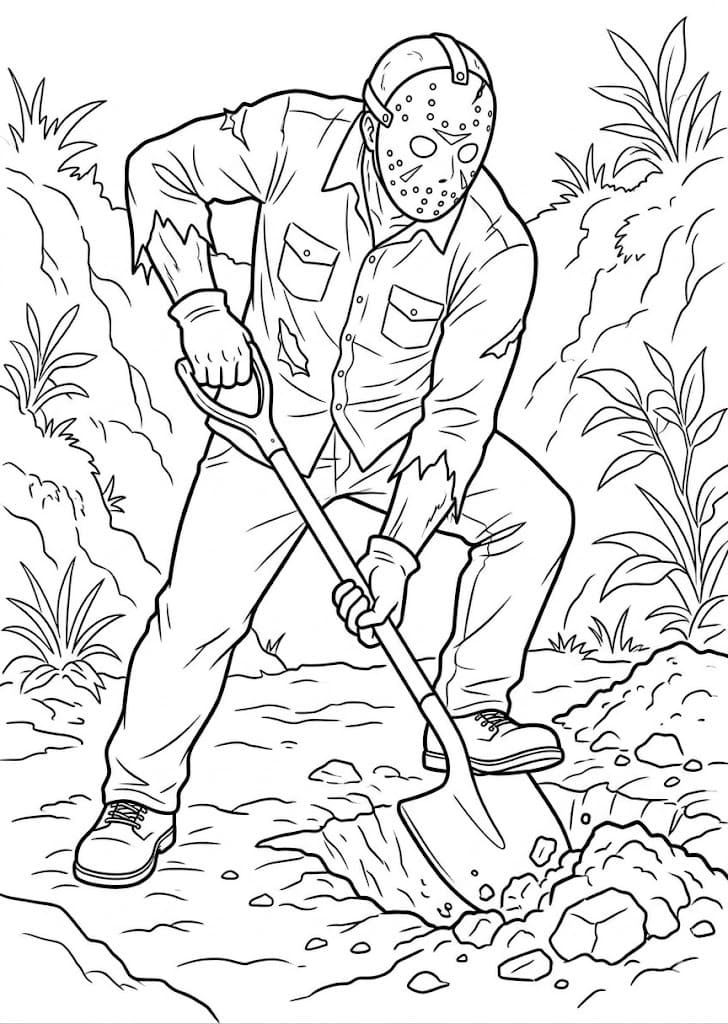 Görüntü Jason Voorhees Temel Boyama Sayfası