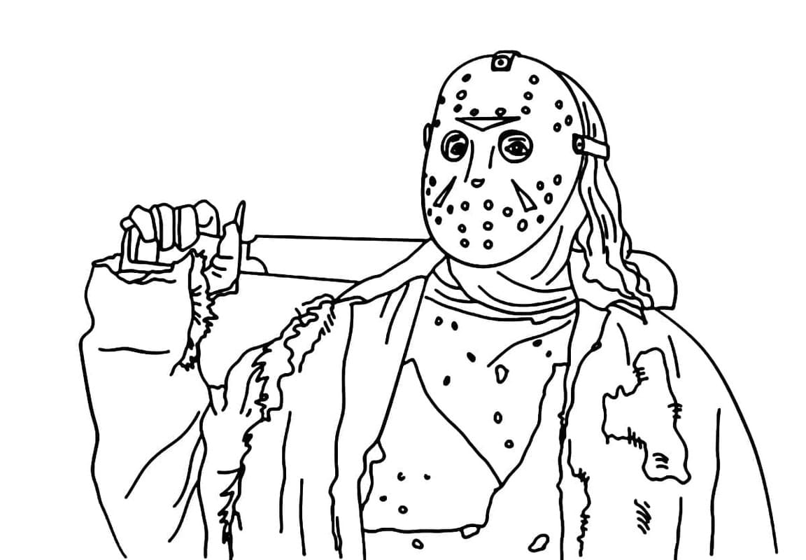 Görüntü Jason Voorhees basit Boyama Sayfası