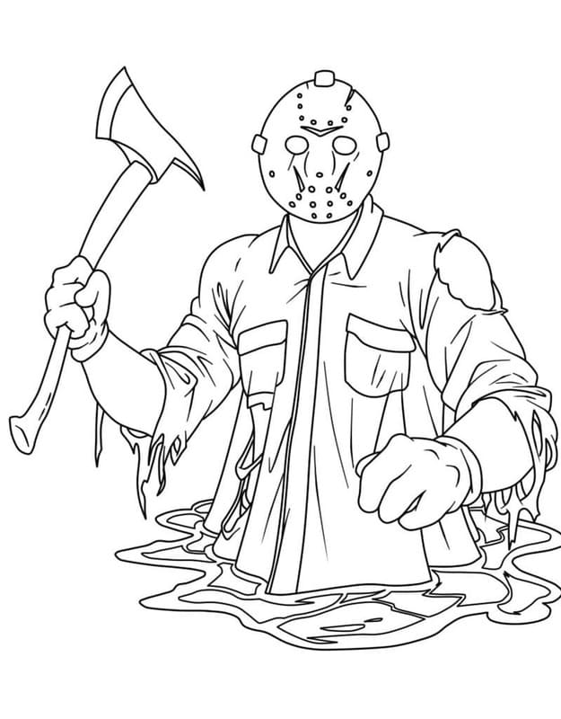 Görüntü Jason Voorhees ücretsiz yazdırılabilir Boyama Sayfası