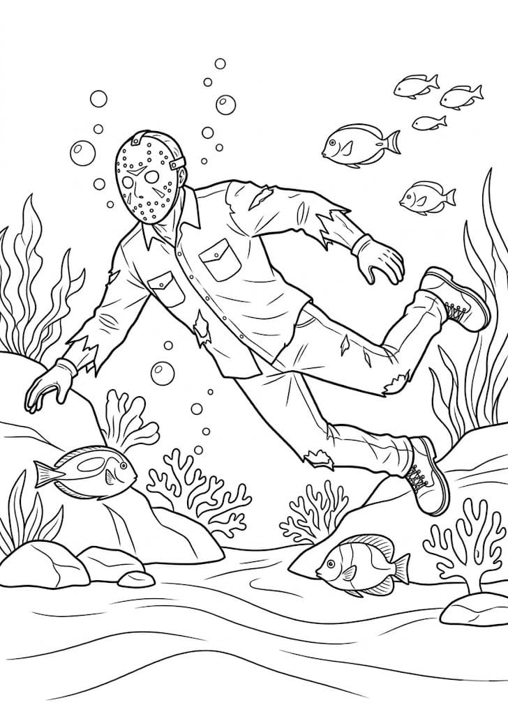 Görüntü Jason Voorhees Boyama Sayfası