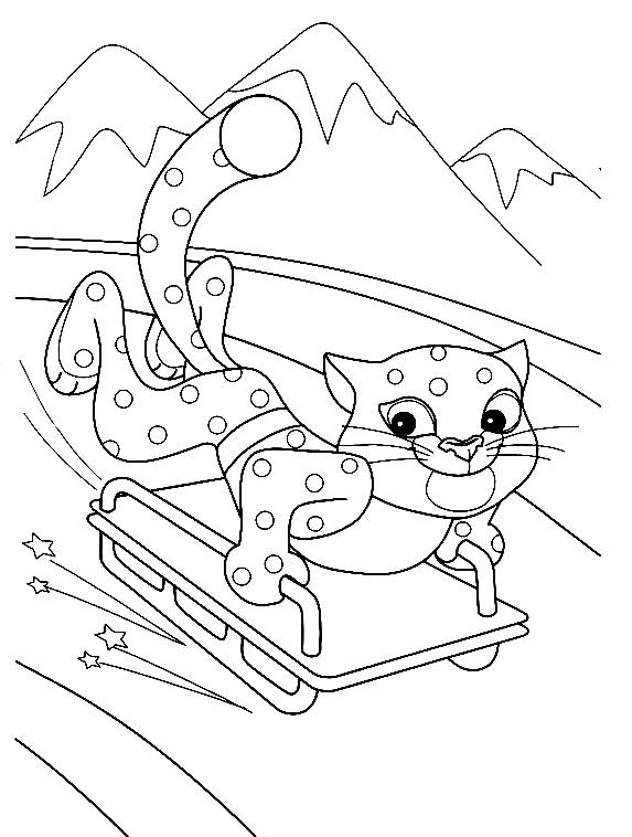 Görüntü Kış Sporları kolay Boyama Sayfası