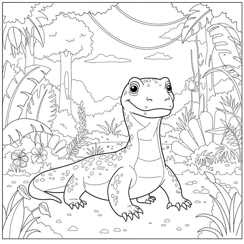 Görüntü Komodo Ejderi ücretsiz Boyama Sayfası