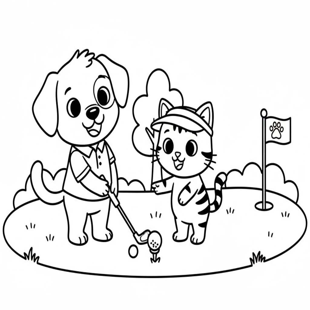 Görüntü Köpek ve Kedi temel Boyama Sayfası