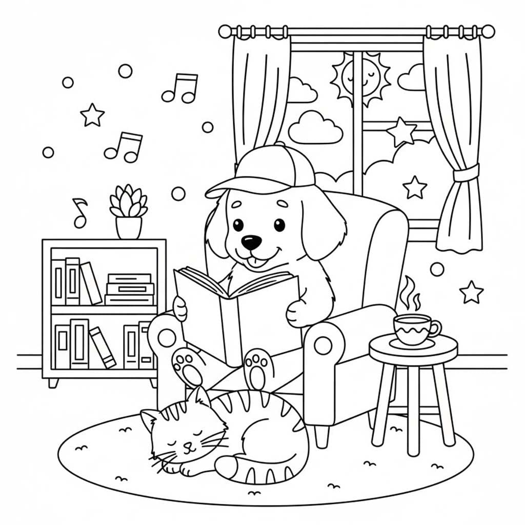 Görüntü Köpek ve Kedi ücretsiz yazdırılabilir Boyama Sayfası