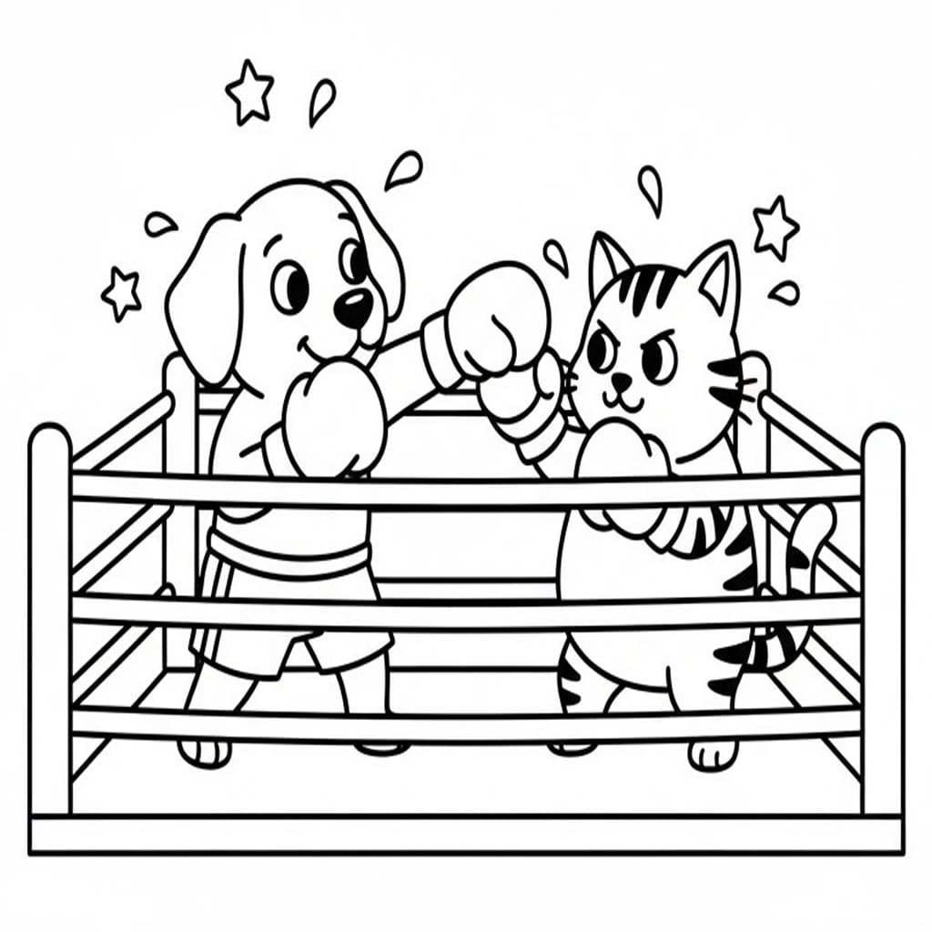 Görüntü Köpek ve Kedi ücretsiz Boyama Sayfası