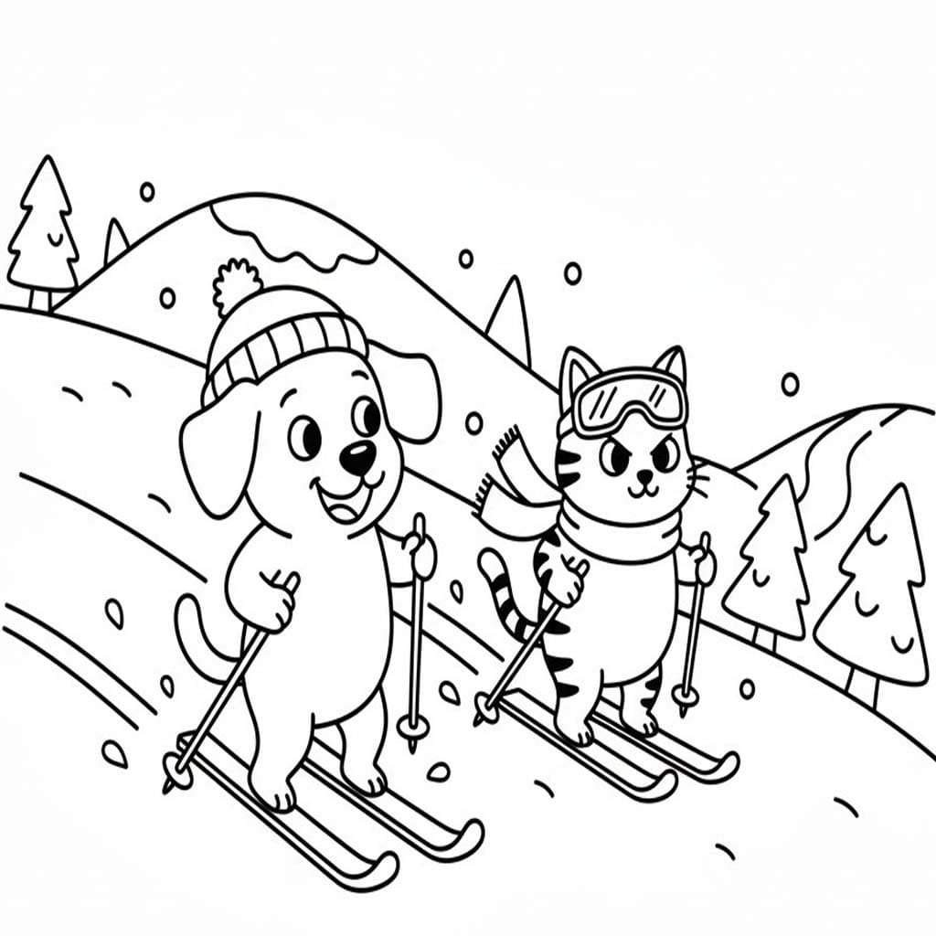 Görüntü Köpek ve Kedi Boyama Sayfası