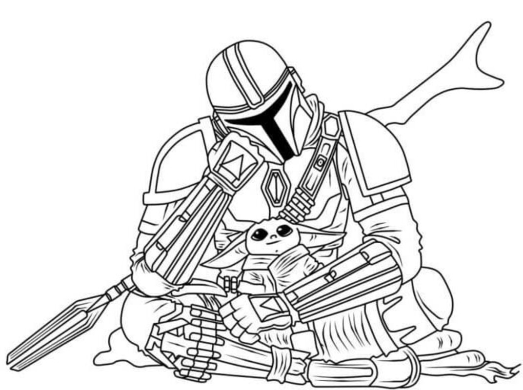 Görüntü Mandalorian Kolay Boyama Sayfası