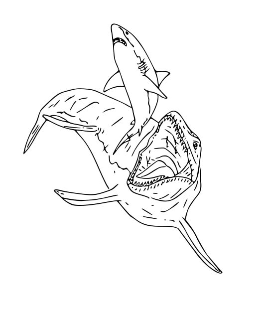 Görüntü Mosasaurus Basit Boyama Sayfası
