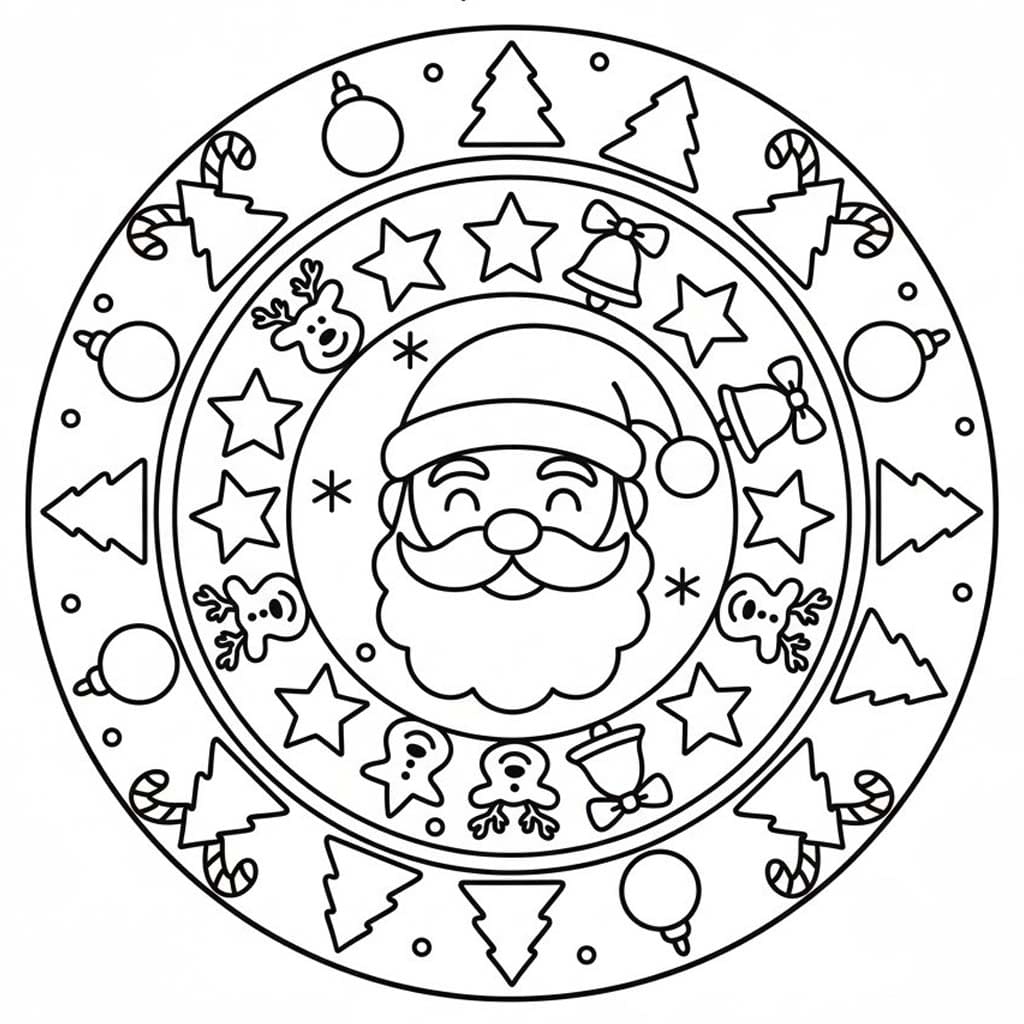 Görüntü Noel Mandalası ücretsiz yazdırılabilir Boyama Sayfası