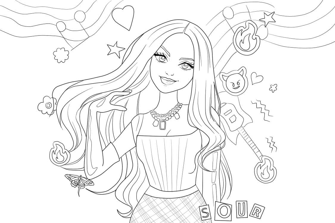Görüntü Olivia Rodrigo Sevimli Boyama Sayfası