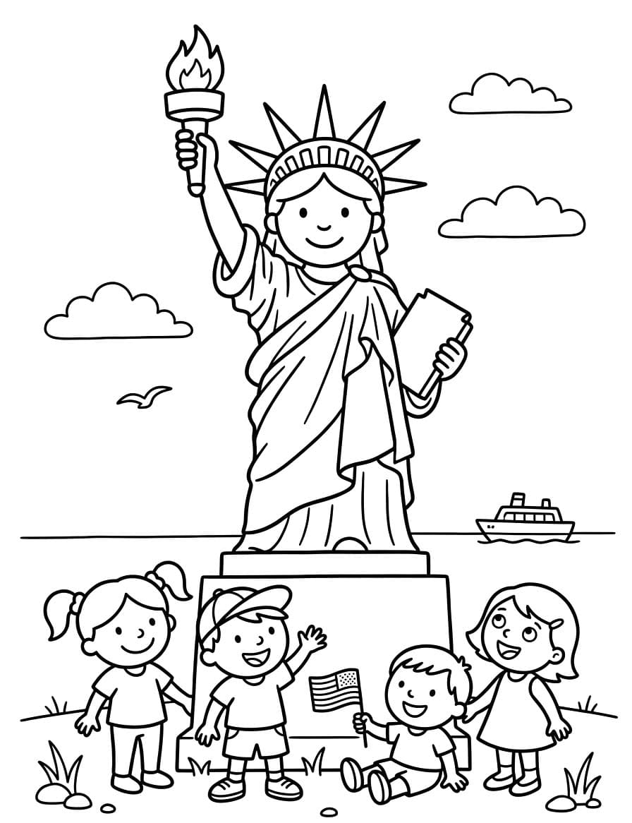 Görüntü Özgürlük Heykeli Ücretsiz Yazdırılabilir Boyama Sayfası