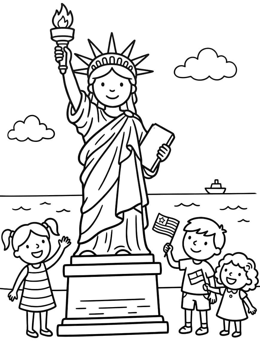 Görüntü Özgürlük Heykeli Ücretsiz Boyama Sayfası