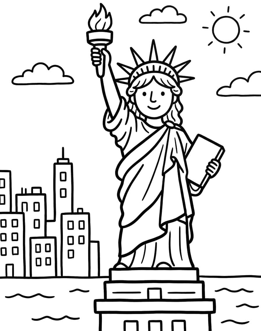 Görüntü Özgürlük Heykeli Yazdırılabilir Boyama Sayfası