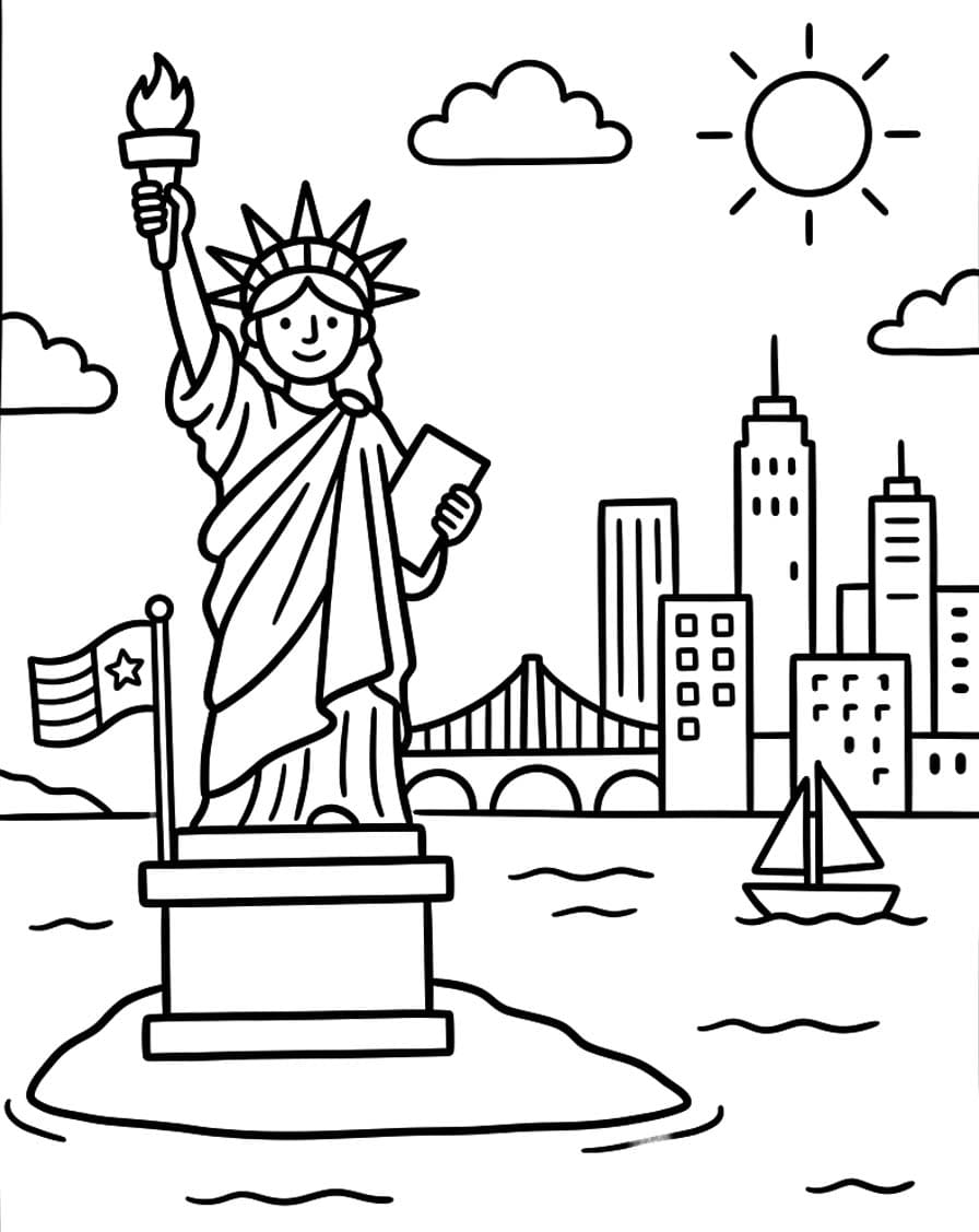 Görüntü Özgürlük Heykeli Boyama Sayfası