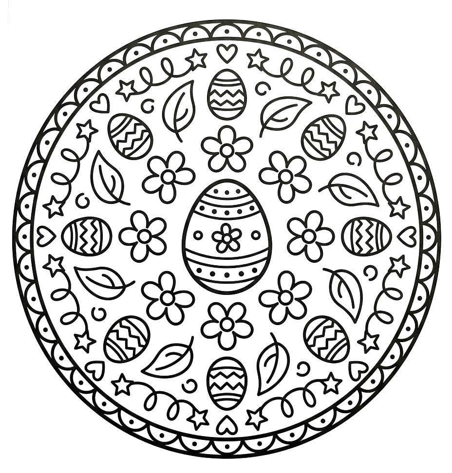 Görüntü Paskalya Mandala temel Boyama Sayfası
