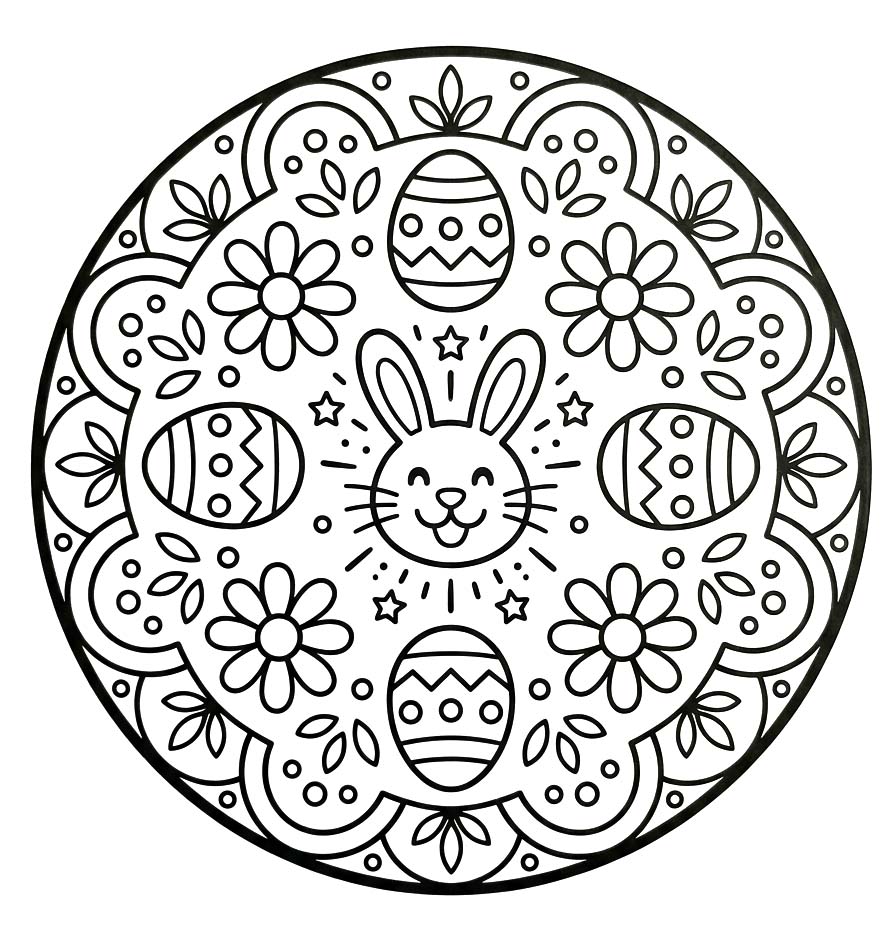 Görüntü Paskalya Mandala ücretsiz Boyama Sayfası