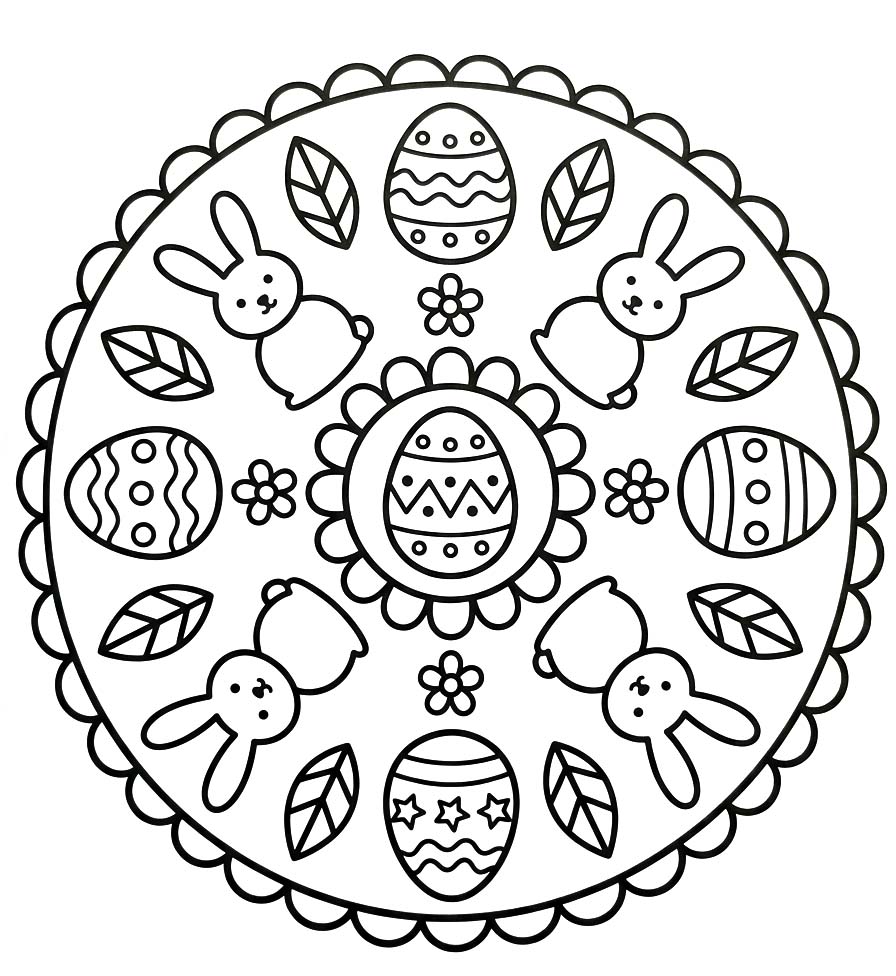 Görüntü Paskalya Mandala yazdırılabilir Boyama Sayfası