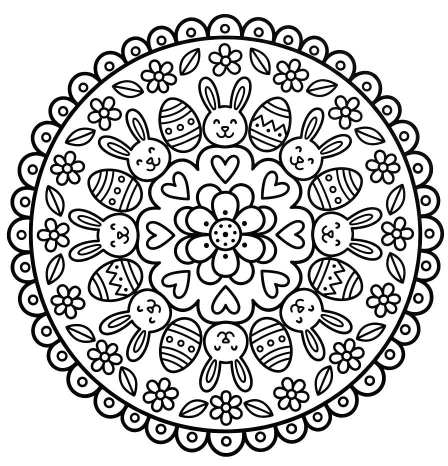 Görüntü Paskalya Mandala Boyama Sayfası