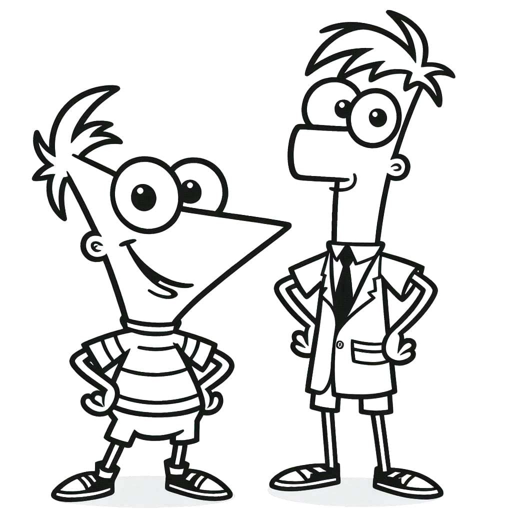 Görüntü Phineas Ve Ferb Kolay Boyama Sayfası