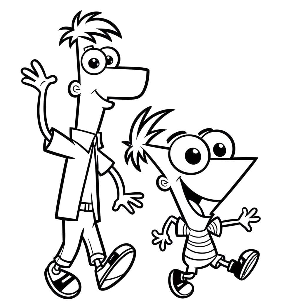 Görüntü Phineas Ve Ferb Sevimli Boyama Sayfası