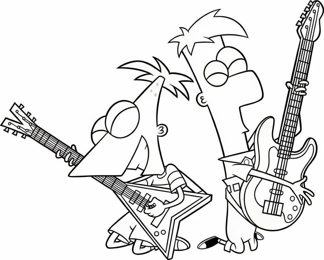 Görüntü Phineas Ve Ferb ücretsiz yazdırılabilir Boyama Sayfası