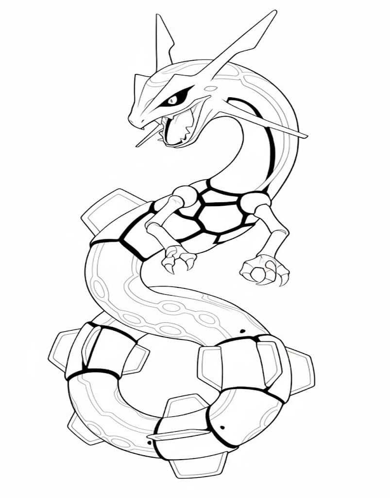 Görüntü Rayquaza Kolay Boyama Sayfası