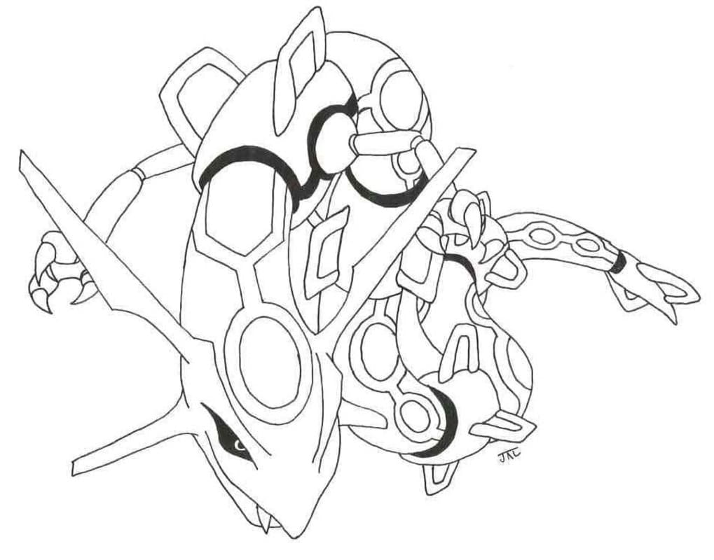 Görüntü Rayquaza Temel Boyama Sayfası