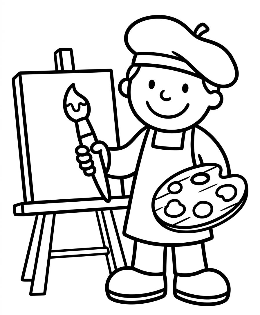 Görüntü Ressam ücretsiz yazdırılabilir Boyama Sayfası