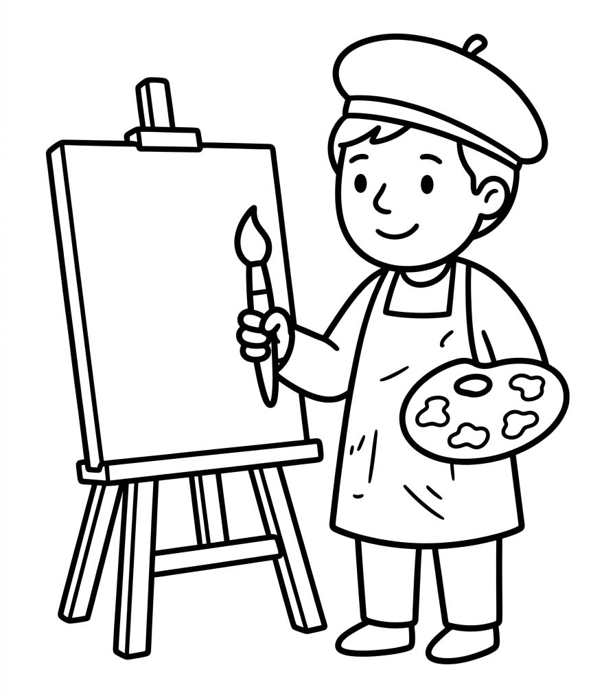 Görüntü Ressam ücretsiz Boyama Sayfası