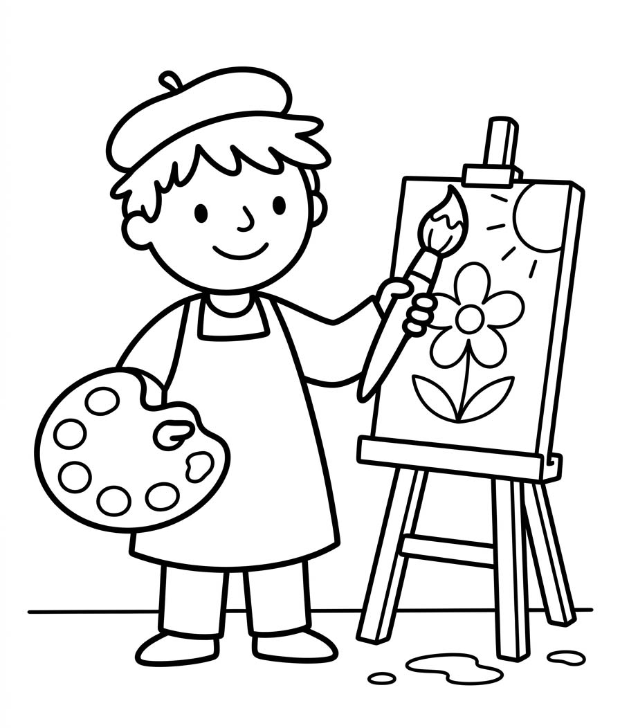 Görüntü Ressam Boyama Sayfası