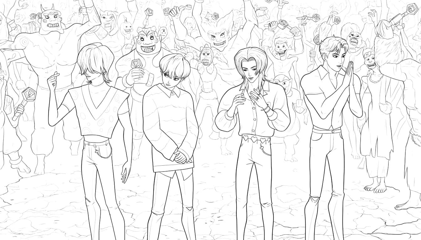 Görüntü Saja Boys Boyama Sayfası