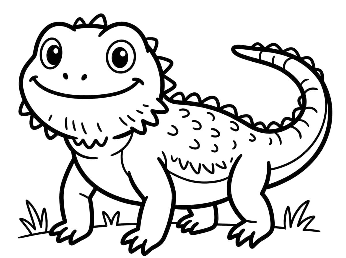 Görüntü Sakallı Ejderha Basit Boyama Sayfası