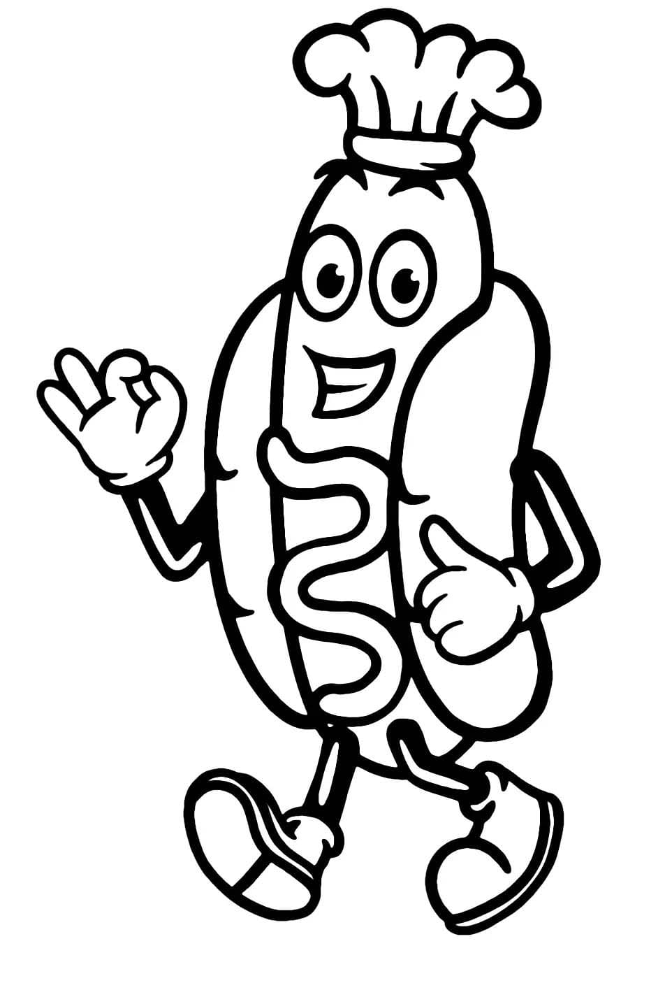 Görüntü Sosisli Sandviç kolay Boyama Sayfası