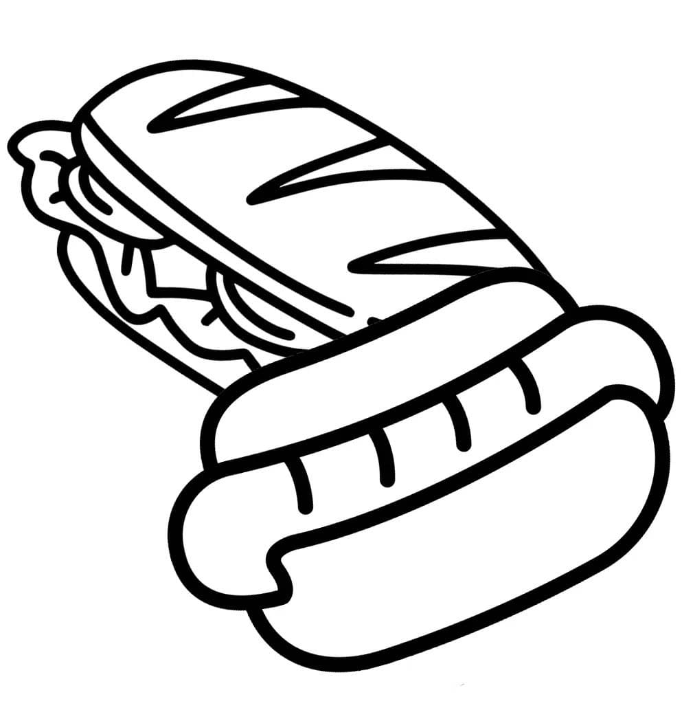 Görüntü Sosisli Sandviç temel Boyama Sayfası
