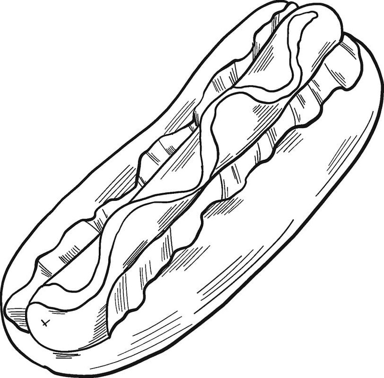 Görüntü Sosisli Sandviç yazdırılabilir Boyama Sayfası