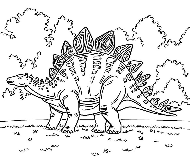 Görüntü Stegosaurus Kolay Boyama Sayfası