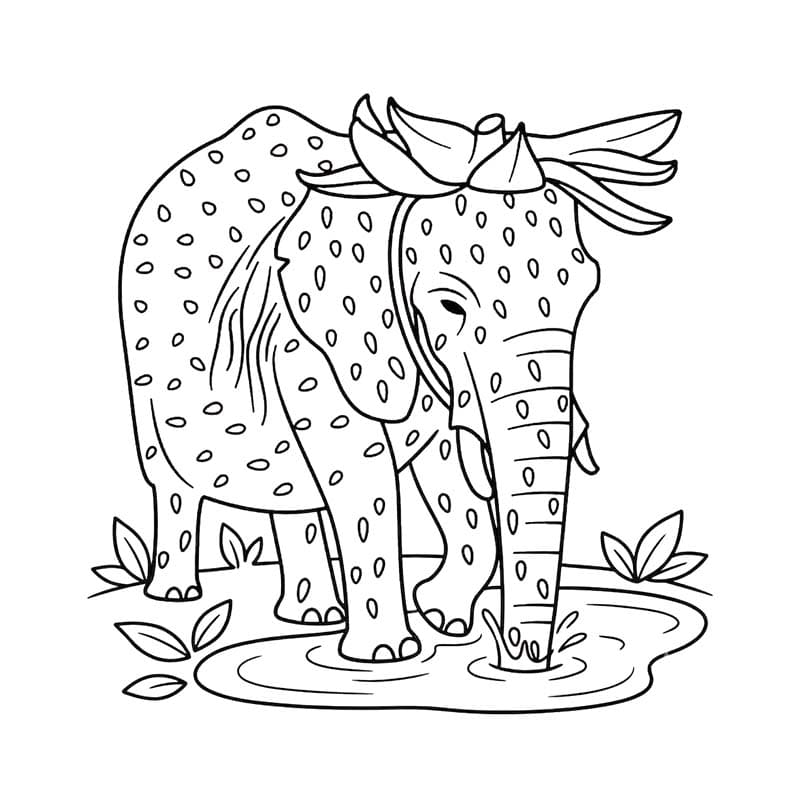 Görüntü Strawberry Elephant Basit Boyama Sayfası