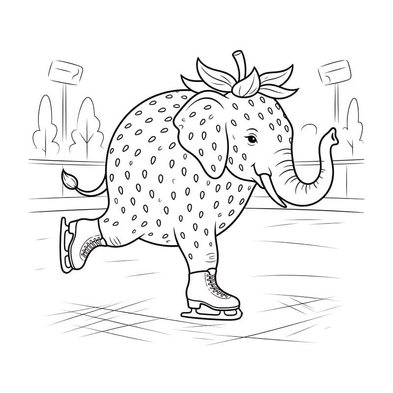 Görüntü Strawberry Elephant Kolay Boyama Sayfası