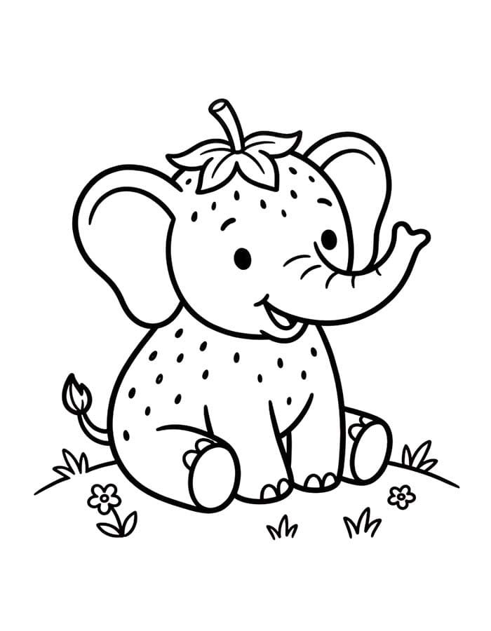 Görüntü Strawberry Elephant ücretsiz Boyama Sayfası