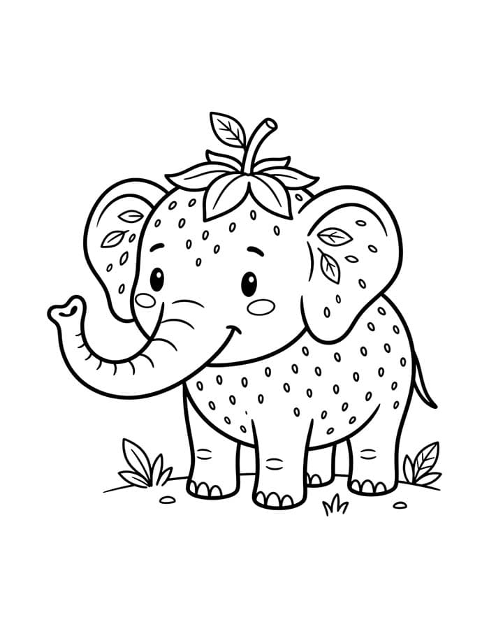 Görüntü Strawberry Elephant yazdırılabilir Boyama Sayfası