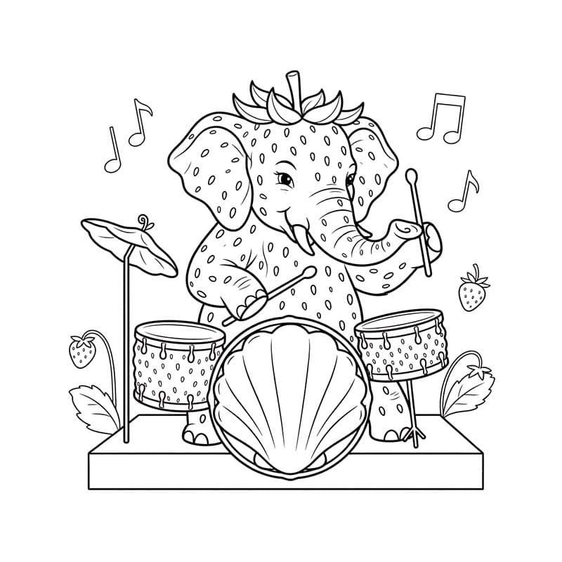Görüntü Strawberry Elephant Boyama Sayfası