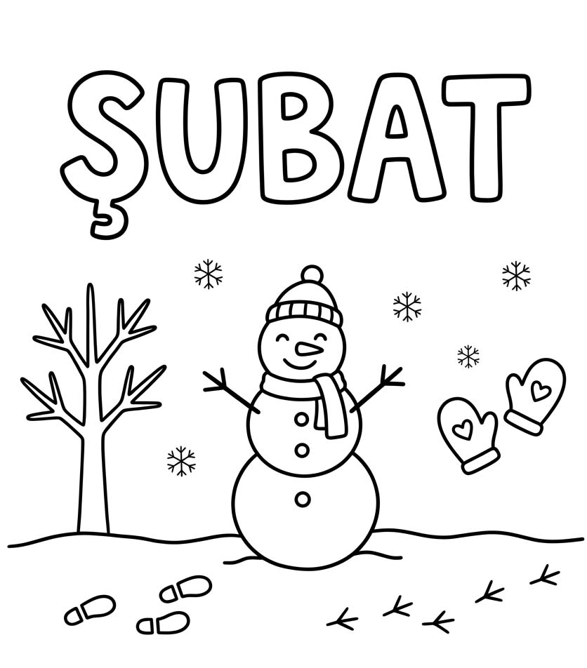 Görüntü Şubat Basit Boyama Sayfası