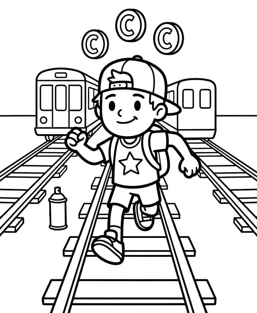 Görüntü Subway Surfers Basit Boyama Sayfası