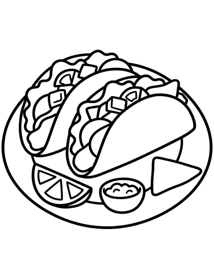 Görüntü Taco Kolay Boyama Sayfası