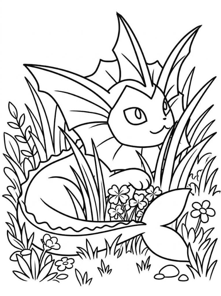 Görüntü Vaporeon ücretsiz yazdırılabilir Boyama Sayfası
